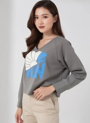 Sweat-shirt stretch manches longues gris LEON & HARPER femme