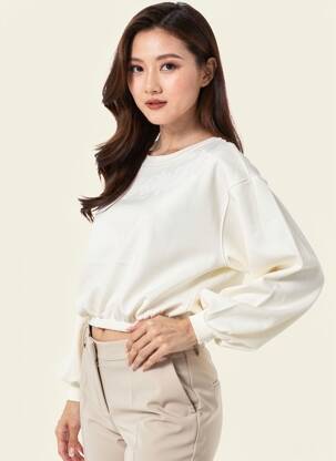 Sweat-shirt stretch manches longues beige HPDP (HYPE DROP) femme
