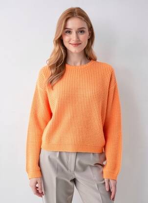 Pull stretch manches longues orange AMERICAN VINTAGE femme