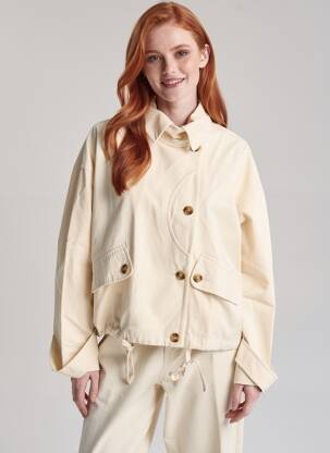 Veste casual poches beige THINKING MU femme