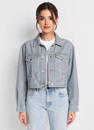 Veste casual poignets boutonnés avec fente bleu TOMMY HILFIGER femme