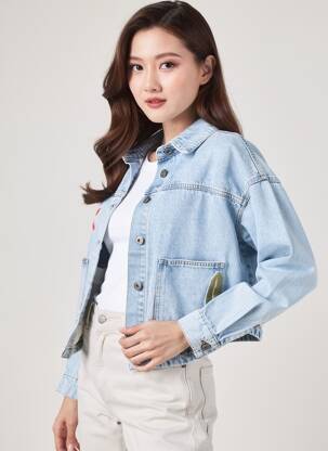 Veste casual poignets boutonnés avec fente bleu ICHI femme