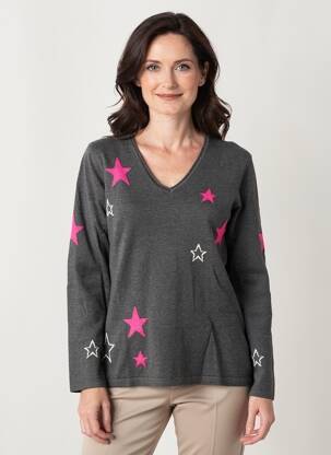 Pull tissage chiné manches longues gris MARBLE femme