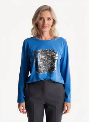 T-shirt manches longues manches longues bleu FRED SABATIER femme