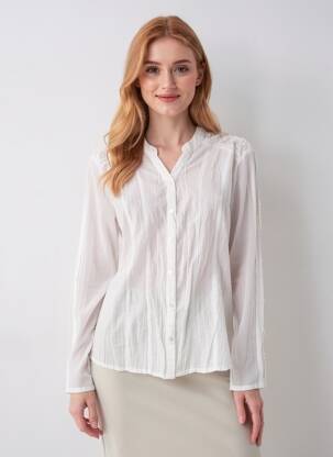 Chemisier coupe cintrée manches longues blanc ATHLETIC femme