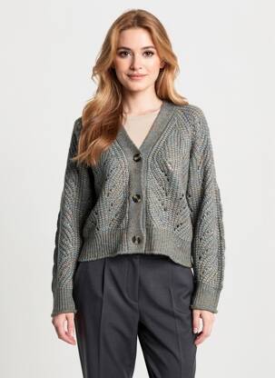 Gilet manches longues resserrée sur le bas gris 7 SEASONS femme