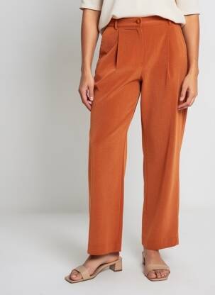 Pantalon droit stretch taille normale orange AGATHE & LOUISE femme