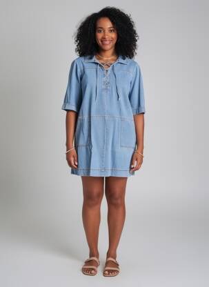 Robe courte manches courtes manches courtes bleu MAISON 123 femme