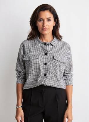 Chemisier tissage crêpe manches longues noir SENES femme