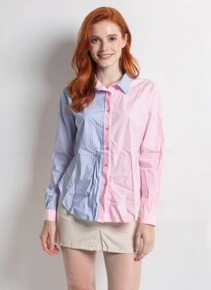 Chemisier coupe droite manches longues bleu MARIE-SIXTINE femme