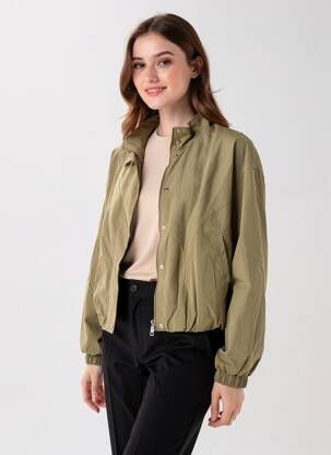 Blouson effet matière satinée vert THE KORNER femme