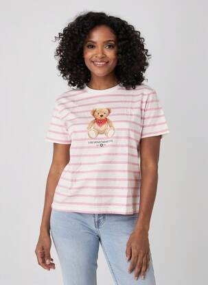 T-shirt coupe droite manches courtes rose LULUCASTAGNETTE femme