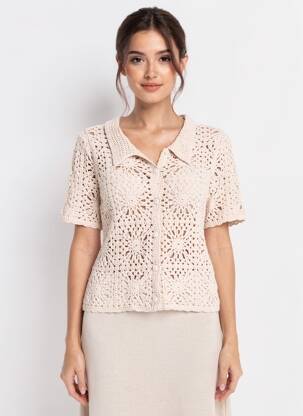 Chemisier manches courtes manches courtes beige PRETTY WIRE femme