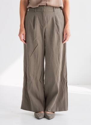 Pantalon large tissage crêpe taille haute vert MAISON 123 femme