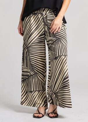 Pantalon large tissage crêpe taille normale beige H&M femme
