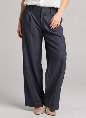 Pantalon large tissage popeline taille haute bleu UNIQLO femme