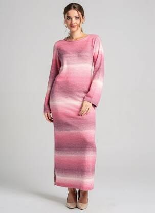 Robe pull stretch manches longues rose BROWNIE femme