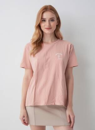 T-shirt coupe droite manches courtes rose SANS MARQUE femme