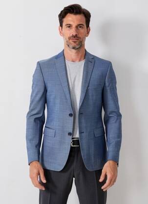 Blazer tissage chiné bleu BRUNO SAINT HILAIRE homme