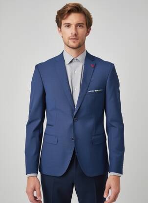 Blazer coupe cintrée bleu BRUNO SAINT HILAIRE homme