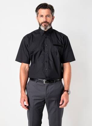 Chemise manches courtes coupe droite noir QUINZE & TREIZE homme