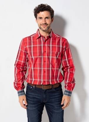 Chemise manches longues poches rouge ERIC TABARLY homme