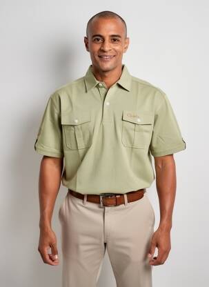 Polo tissage jersey manches courtes vert CLOUD'S homme