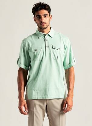 Polo tissage jersey manches courtes vert CLOUD'S homme