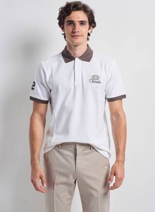 Polo stretch manches courtes blanc CLOUD'S homme