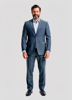 Costume de ville manches longues bleu BRUNO SAINT HILAIRE homme