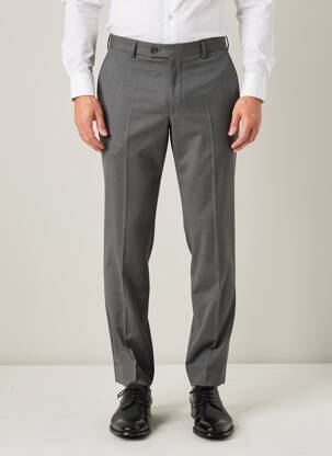 Pantalon slim tissage chiné taille normale gris BRUNO SAINT HILAIRE homme