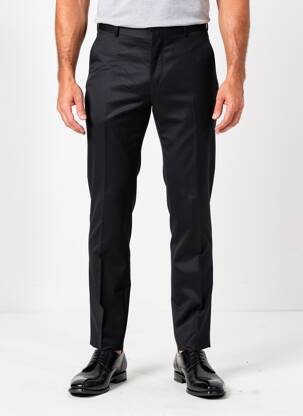 Pantalon slim tissage popeline taille normale noir BRUNO SAINT HILAIRE homme