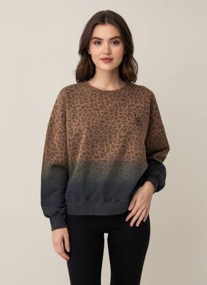 Sweat-shirt stretch manches longues marron FIVE femme