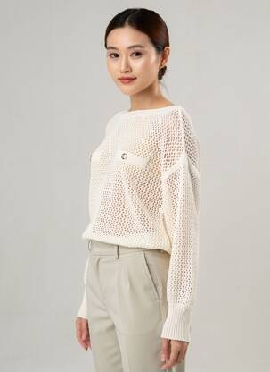 Pull col bateau manches longues beige KOCCA femme