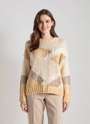 Pull stretch manches longues beige SUNCOO femme