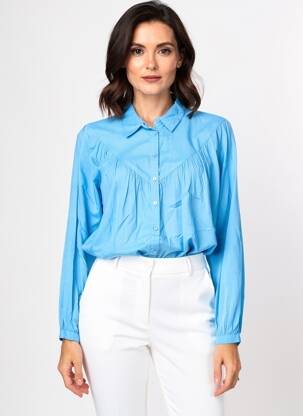 Chemisier tissage popeline manches longues bleu NOTSHY femme