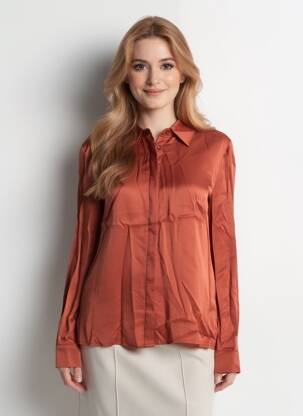 Chemisier coupe cintrée manches longues orange KOCCA femme