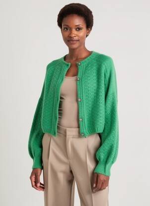 Gilet manches longues col rond vert KOCCA femme