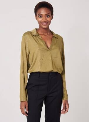 Polo manches longues manches longues vert EVA KAYAN femme