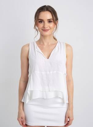 Top coupe fluide sans manche blanc EVA KAYAN femme
