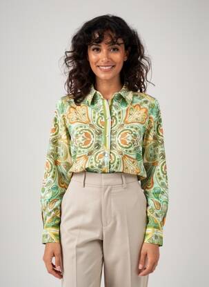 Chemisier imprimé fantaisie manches longues vert MOLLY BRACKEN femme