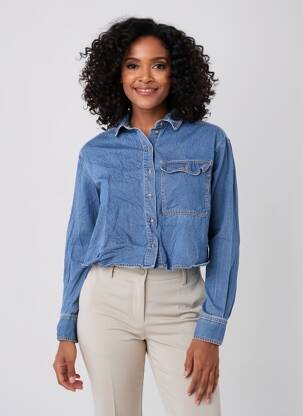 Chemisier manches longues manches longues bleu LA REDOUTE femme