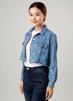 Veste casual poignets boutonnés avec fente bleu MOLLY BRACKEN femme