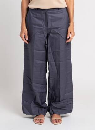 Pantalon large tissage crêpe taille haute bleu FACETTES STUDIO femme