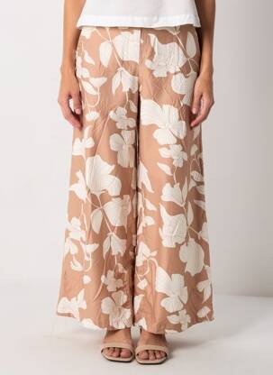 Pantalon large tissage crêpe taille normale marron MOLLY BRACKEN femme