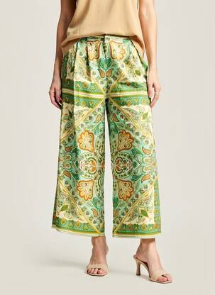 Pantalon large tissage crêpe taille normale vert MOLLY BRACKEN femme