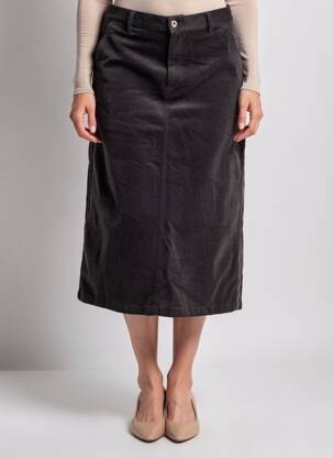 Jupe longue taille haute gris SANS MARQUE femme