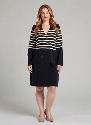 Robe mi-longue manches longues manches longues bleu SAINT JAMES femme
