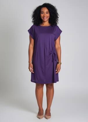 Robe courte manches courtes manches courtes violet LA FEE MARABOUTEE femme