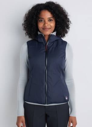 Doudoune poches a capuche bleu BERMUDES femme